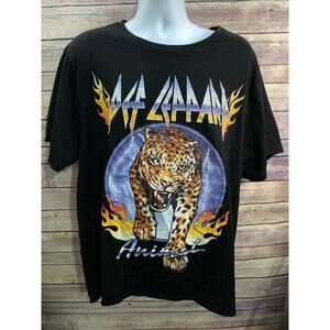 Def Leppard Animal T Shirt Black Short Sleeve Rock N Roll Men's Size 2xl